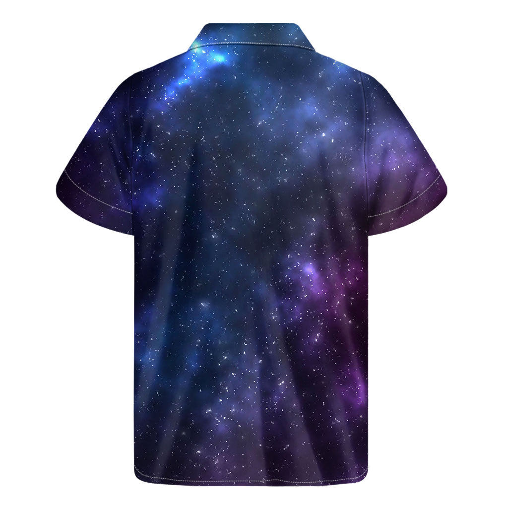 Blue Purple Cosmic Galaxy Space Print Men's Short Sleeve Shirt