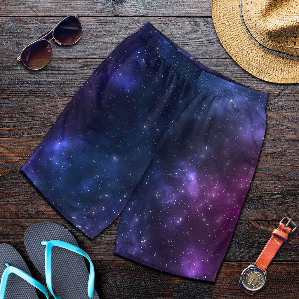 Blue Purple Cosmic Galaxy Space Print Men's Shorts