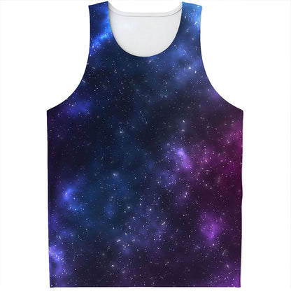 Blue Purple Cosmic Galaxy Space Print Men's Tank Top