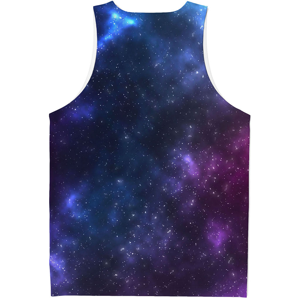 Blue Purple Cosmic Galaxy Space Print Men's Tank Top