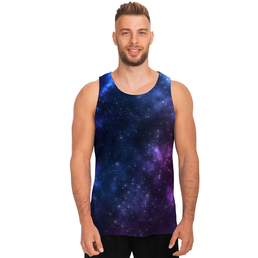 Blue Purple Cosmic Galaxy Space Print Men's Tank Top