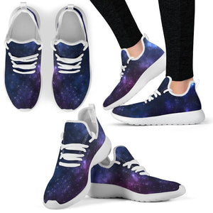 Blue Purple Cosmic Galaxy Space Print Mesh Knit Shoes GearFrost