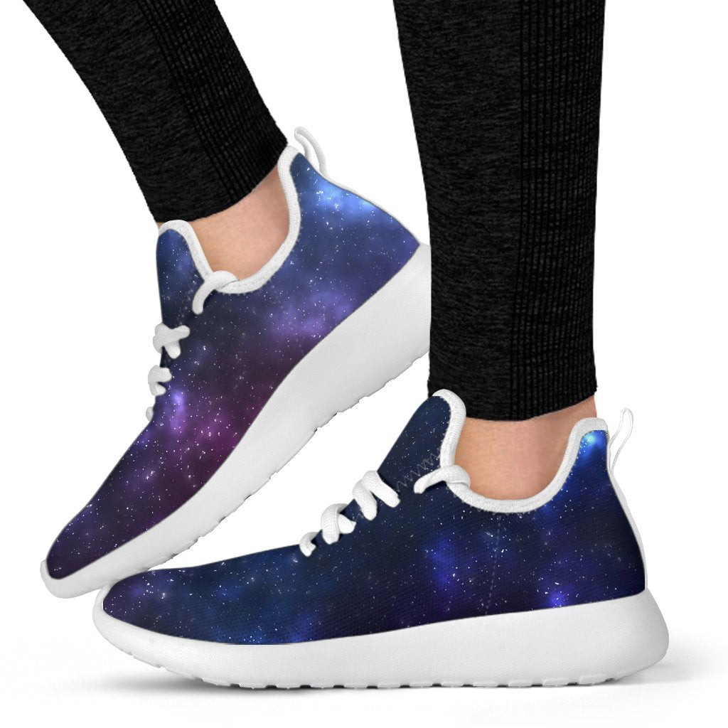 Blue Purple Cosmic Galaxy Space Print Mesh Knit Shoes GearFrost