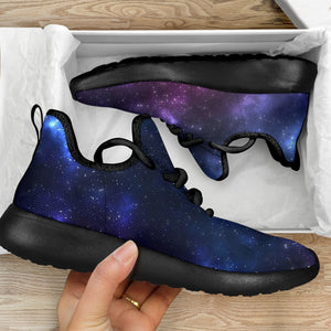 Blue Purple Cosmic Galaxy Space Print Mesh Knit Shoes GearFrost