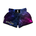 Blue Purple Cosmic Galaxy Space Print Muay Thai Boxing Shorts