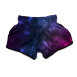 Blue Purple Cosmic Galaxy Space Print Muay Thai Boxing Shorts