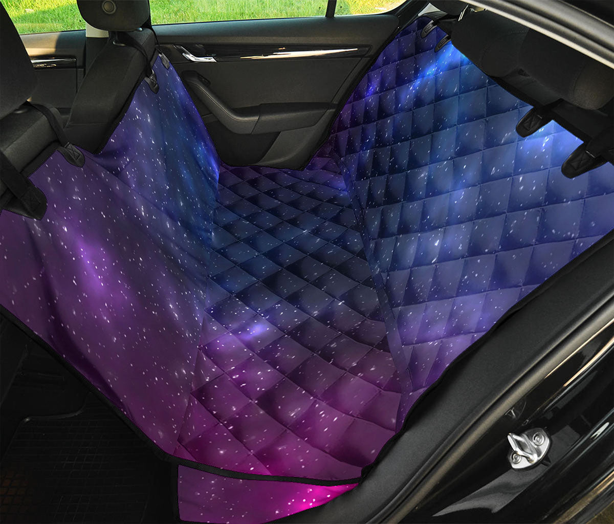 Blue Purple Cosmic Galaxy Space Print Pet Car Back Seat Cover