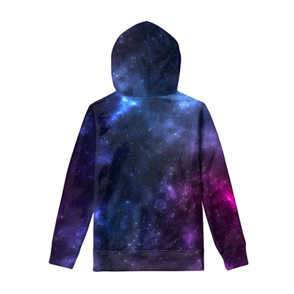 Blue Purple Cosmic Galaxy Space Print Pullover Hoodie