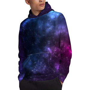 Blue Purple Cosmic Galaxy Space Print Pullover Hoodie