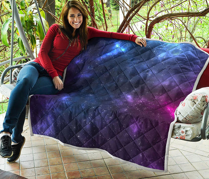 Blue Purple Cosmic Galaxy Space Print Quilt