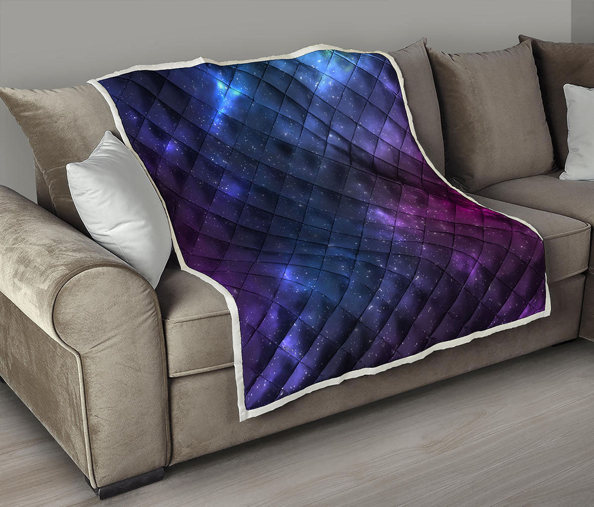 Blue Purple Cosmic Galaxy Space Print Quilt