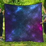 Blue Purple Cosmic Galaxy Space Print Quilt