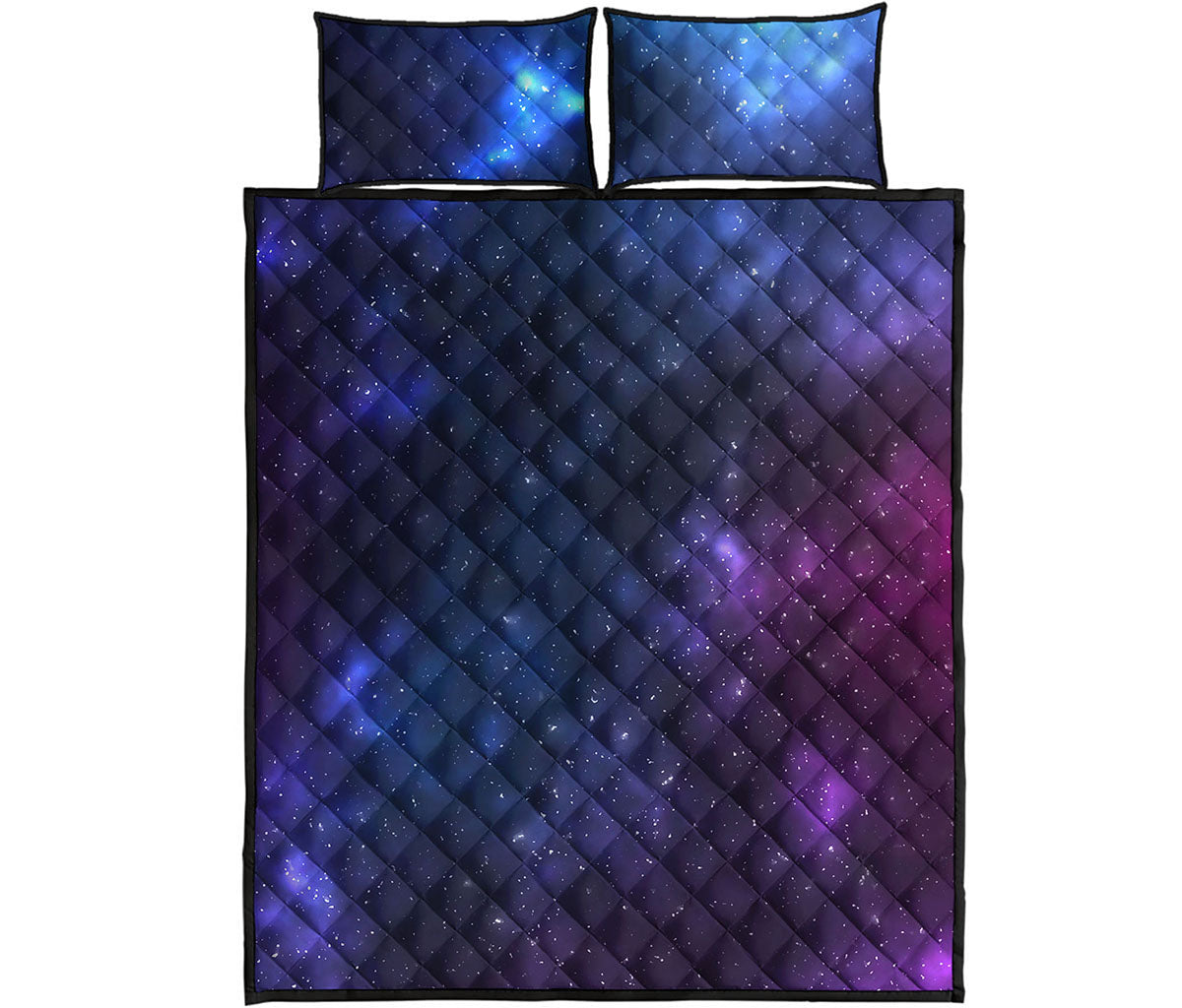 Blue Purple Cosmic Galaxy Space Print Quilt Bed Set
