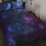 Blue Purple Cosmic Galaxy Space Print Quilt Bed Set