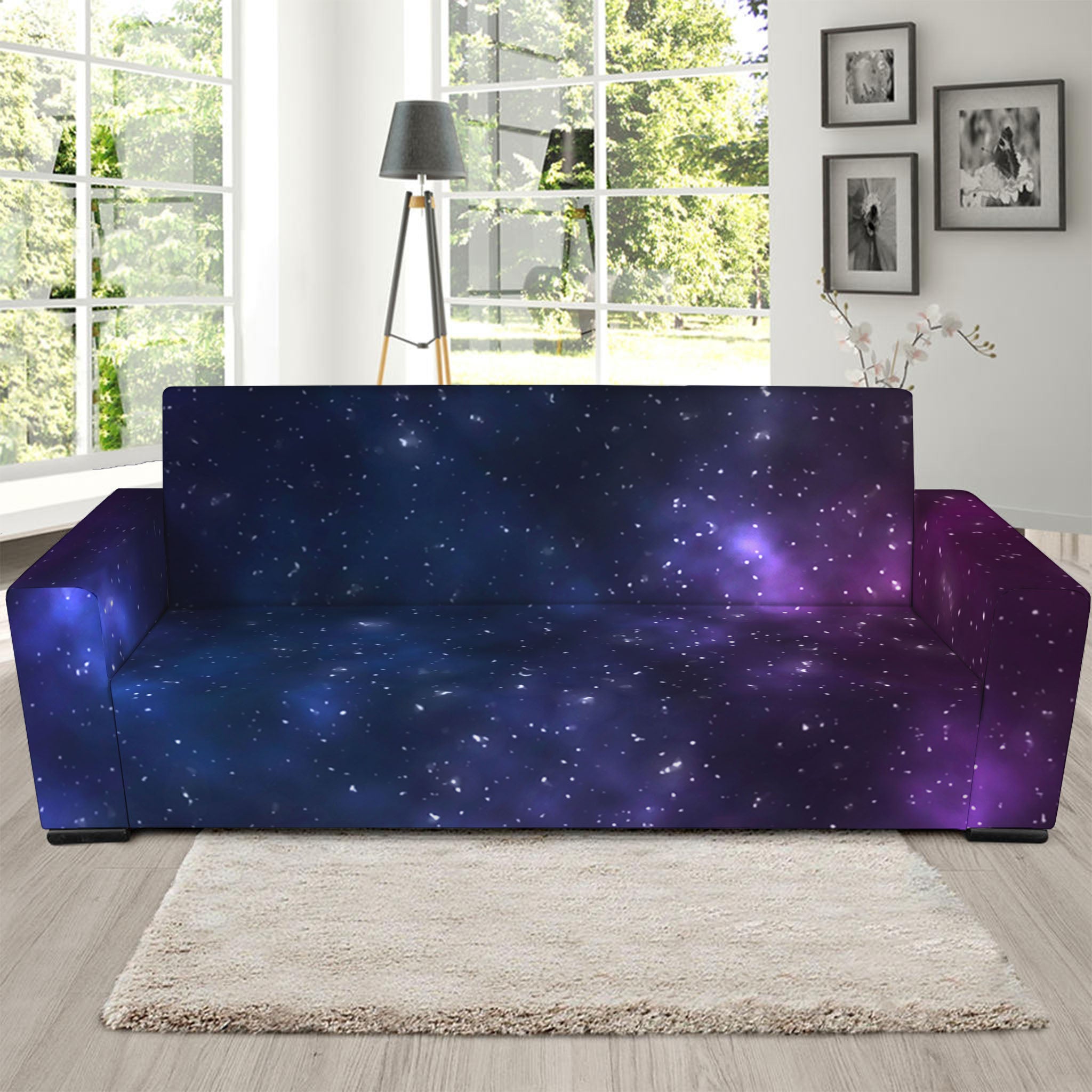 Blue Purple Cosmic Galaxy Space Print Sofa Slipcover