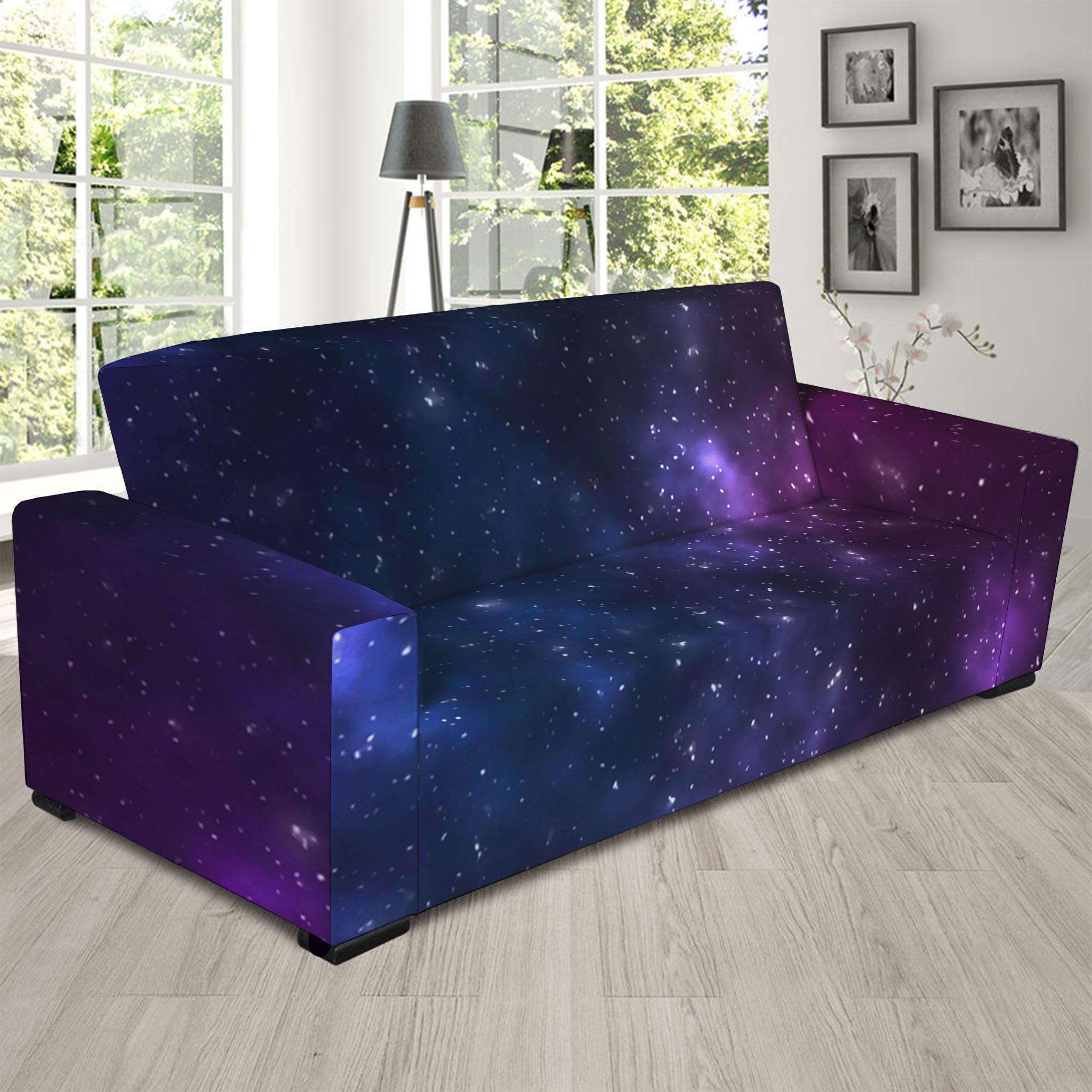 Blue Purple Cosmic Galaxy Space Print Sofa Slipcover