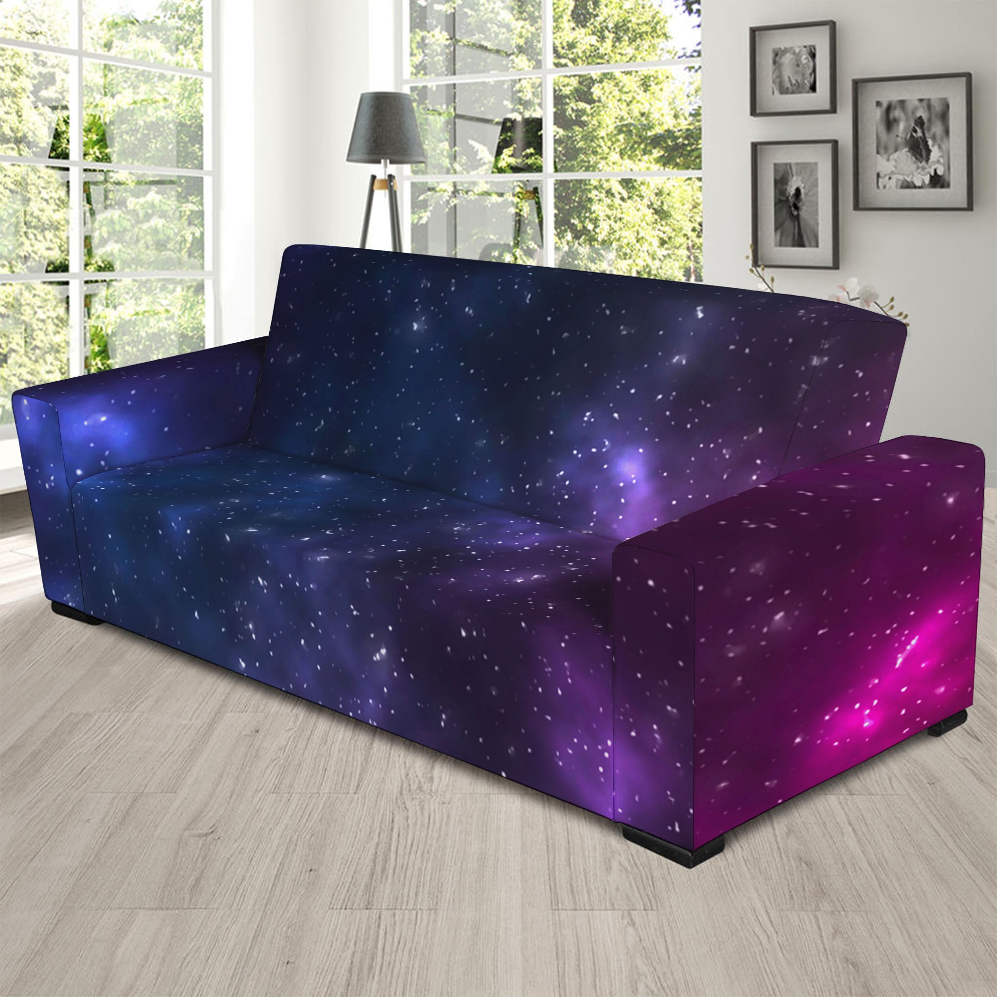 Blue Purple Cosmic Galaxy Space Print Sofa Slipcover