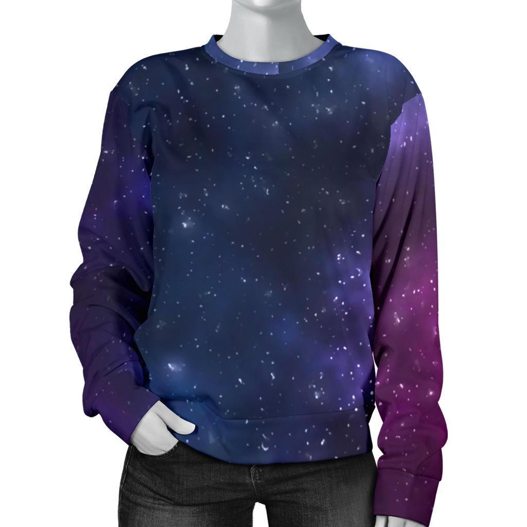 Blue Purple Cosmic Galaxy Space Print Women's Crewneck Sweatshirt GearFrost
