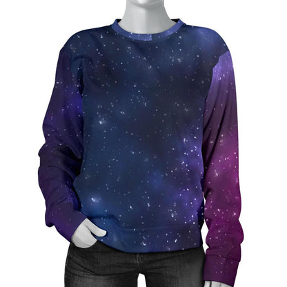 Blue Purple Cosmic Galaxy Space Print Women's Crewneck Sweatshirt GearFrost