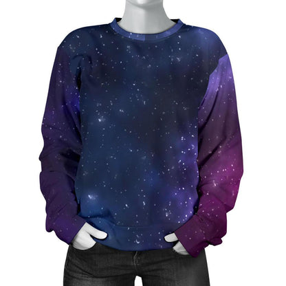 Blue Purple Cosmic Galaxy Space Print Women's Crewneck Sweatshirt GearFrost