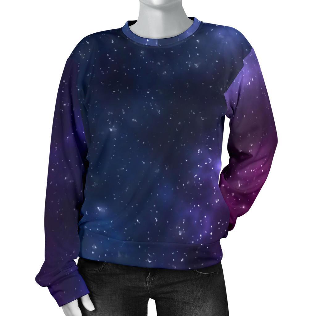 Blue Purple Cosmic Galaxy Space Print Women's Crewneck Sweatshirt GearFrost