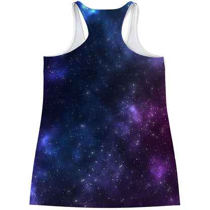 Blue Purple Cosmic Galaxy Space Print Women's Racerback Tank Top