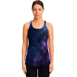 Blue Purple Cosmic Galaxy Space Print Women's Racerback Tank Top