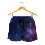 Blue Purple Cosmic Galaxy Space Print Women's Shorts
