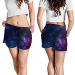 Blue Purple Cosmic Galaxy Space Print Women's Shorts