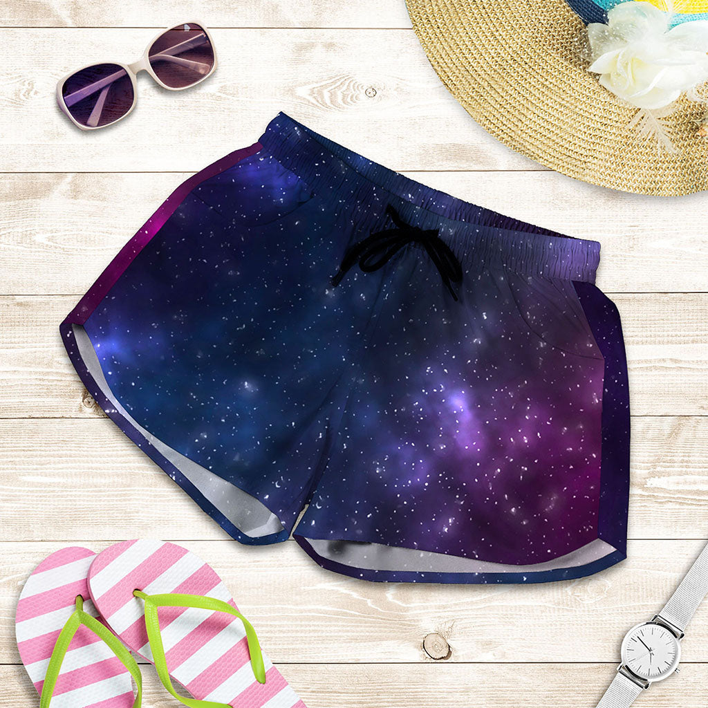 Blue Purple Cosmic Galaxy Space Print Women's Shorts