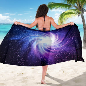 Blue Purple Spiral Galaxy Space Print Beach Sarong Wrap GearFrost