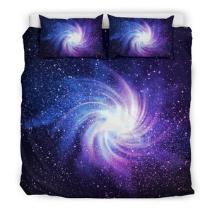 Blue Purple Spiral Galaxy Space Print Duvet Cover Bedding Set GearFrost