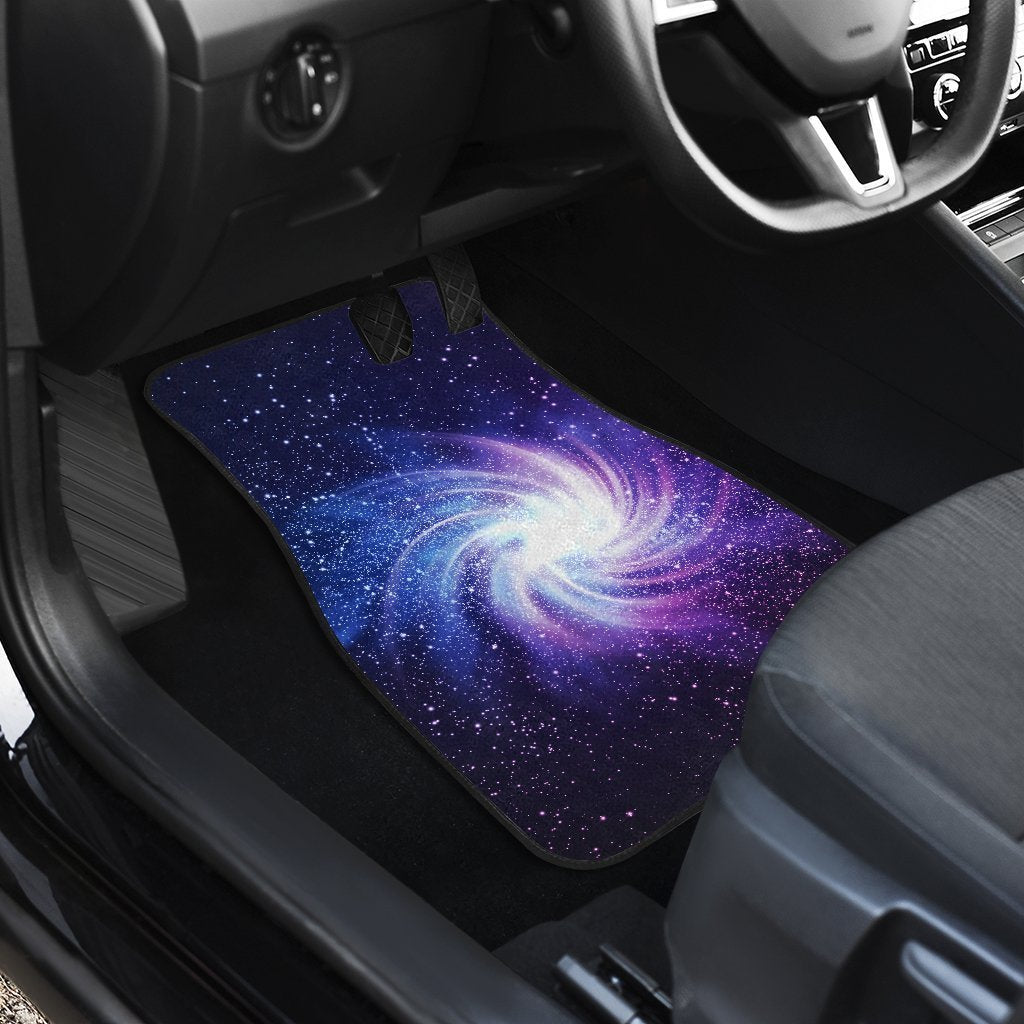 Blue Purple Spiral Galaxy Space Print Front and Back Car Floor Mats GearFrost