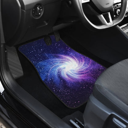 Blue Purple Spiral Galaxy Space Print Front and Back Car Floor Mats GearFrost