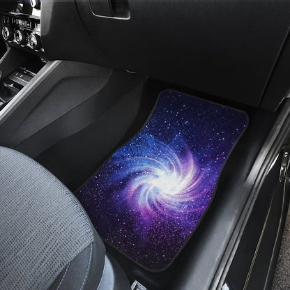 Blue Purple Spiral Galaxy Space Print Front and Back Car Floor Mats GearFrost