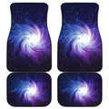 Blue Purple Spiral Galaxy Space Print Front and Back Car Floor Mats