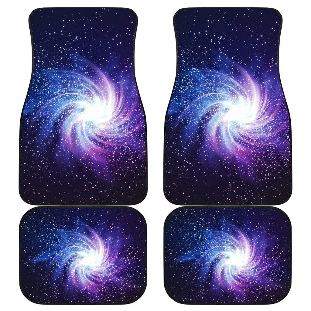 Blue Purple Spiral Galaxy Space Print Front and Back Car Floor Mats GearFrost