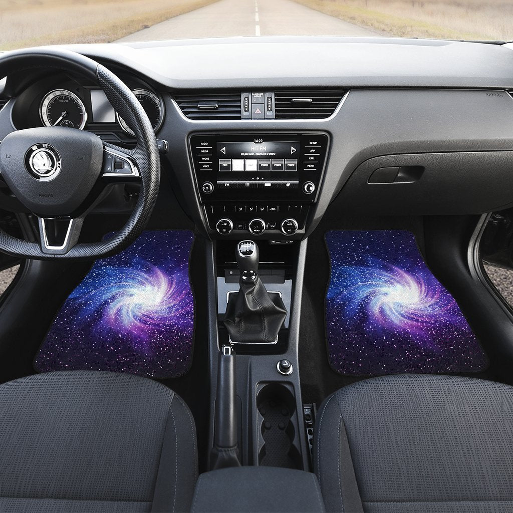 Blue Purple Spiral Galaxy Space Print Front Car Floor Mats GearFrost