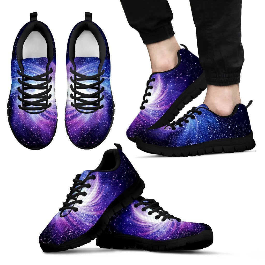 Blue Purple Spiral Galaxy Space Print Men's Sneakers GearFrost