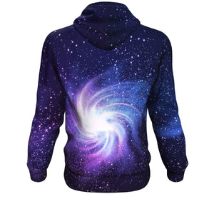 Blue Purple Spiral Galaxy Space Print Unisex Pullover Hoodie GearFrost