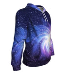 Blue Purple Spiral Galaxy Space Print Unisex Pullover Hoodie GearFrost