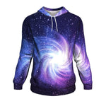 Blue Purple Spiral Galaxy Space Print Unisex Pullover Hoodie GearFrost