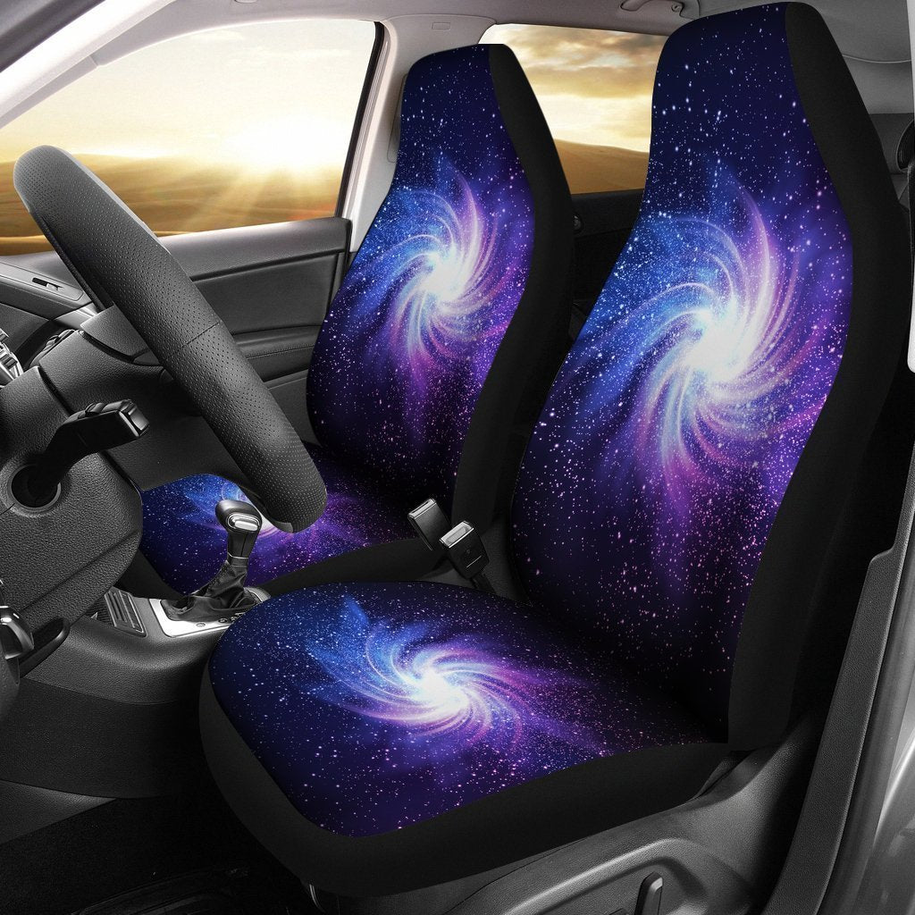 Blue Purple Spiral Galaxy Space Print Universal Fit Car Seat Covers GearFrost