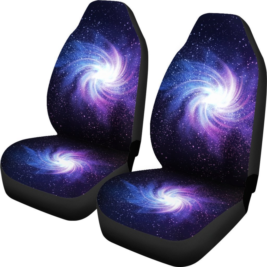 Blue Purple Spiral Galaxy Space Print Universal Fit Car Seat Covers GearFrost