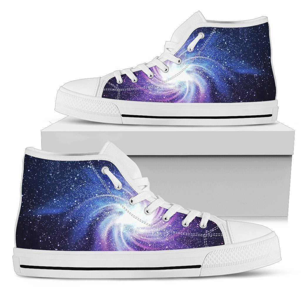 Blue Purple Spiral Galaxy Space Print Women's High Top Shoes GearFrost