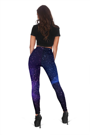 Blue Purple Spiral Galaxy Space Print Women's Leggings GearFrost