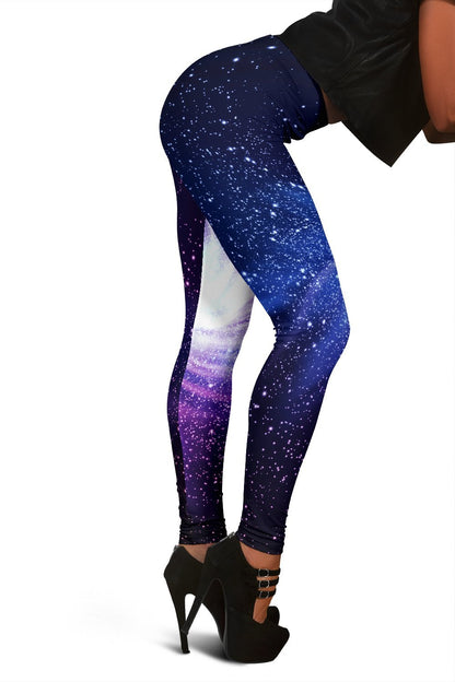 Blue Purple Spiral Galaxy Space Print Women's Leggings GearFrost