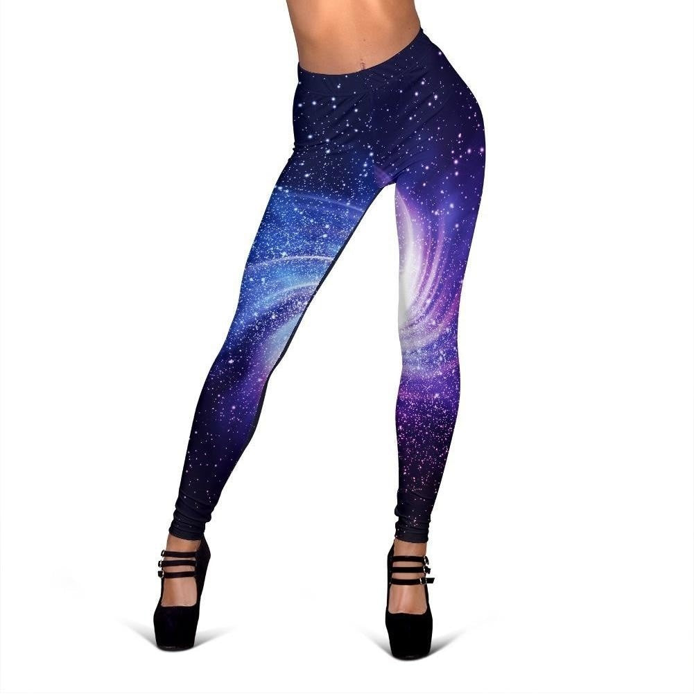 Blue Purple Spiral Galaxy Space Print Women's Leggings GearFrost