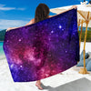 Blue Purple Stardust Galaxy Space Print Beach Sarong Wrap GearFrost