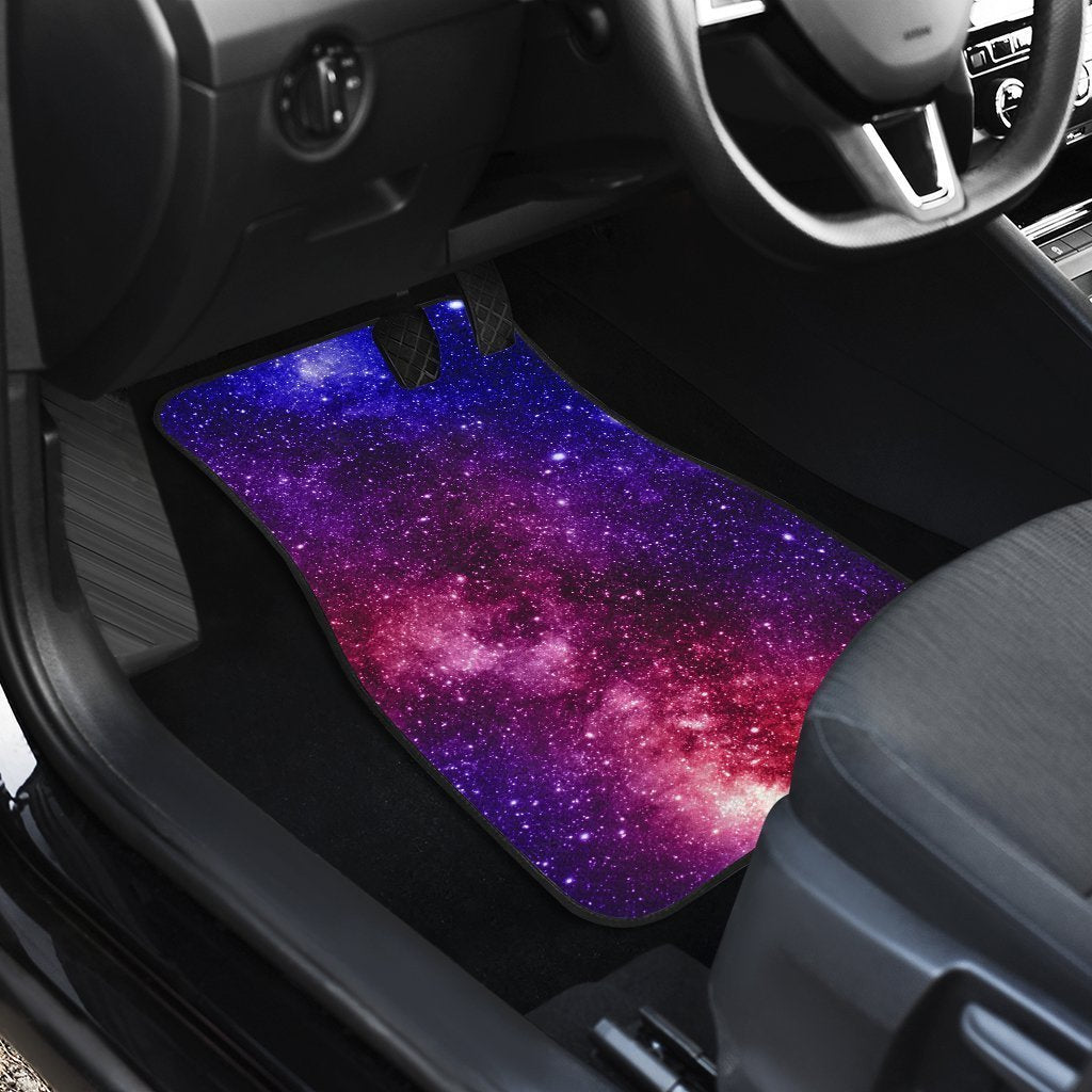 Blue Purple Stardust Galaxy Space Print Front and Back Car Floor Mats GearFrost